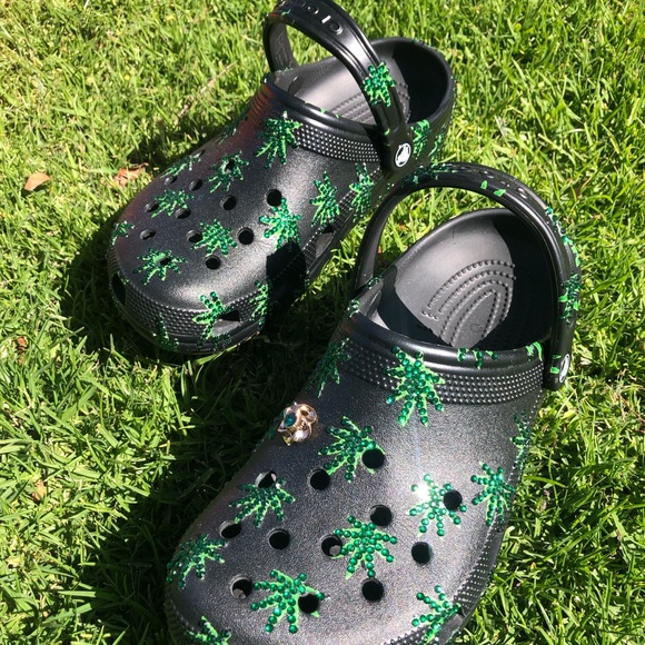 CROCS Other - Bling'd Hemp Leaf Themed Crocs